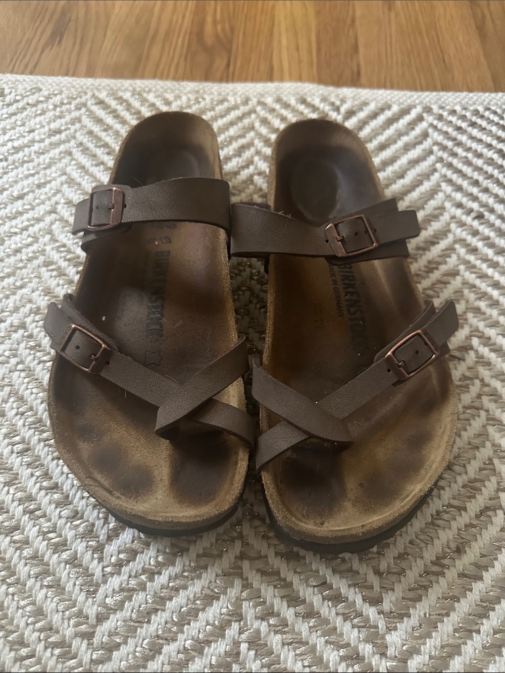 Birkenstock women’s Brown Strappy Slide Sandals